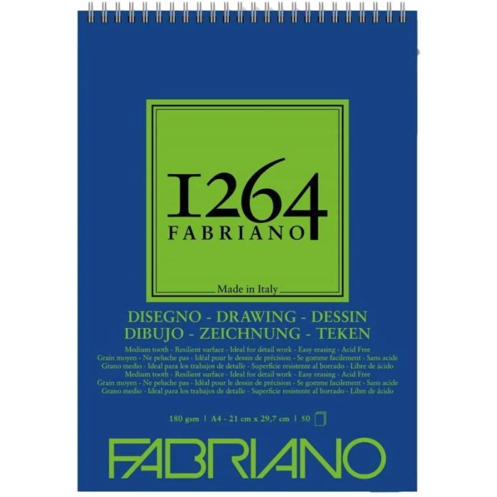 Fabriano 1264 Drawing Spiralli Çizim Defteri 180 gr. 50 Yp. A4