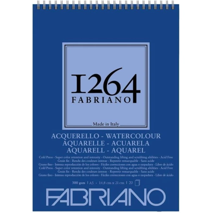 Fabriano 1264 w c suluboya defteri 300 gr A5 20 yp spiralli