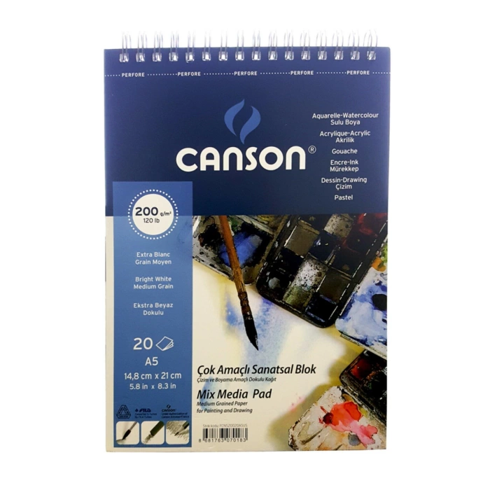 Canson Çok Amaçlı Sanatsal Blok Mix Media Pad 200gr A5 20 Yaprak