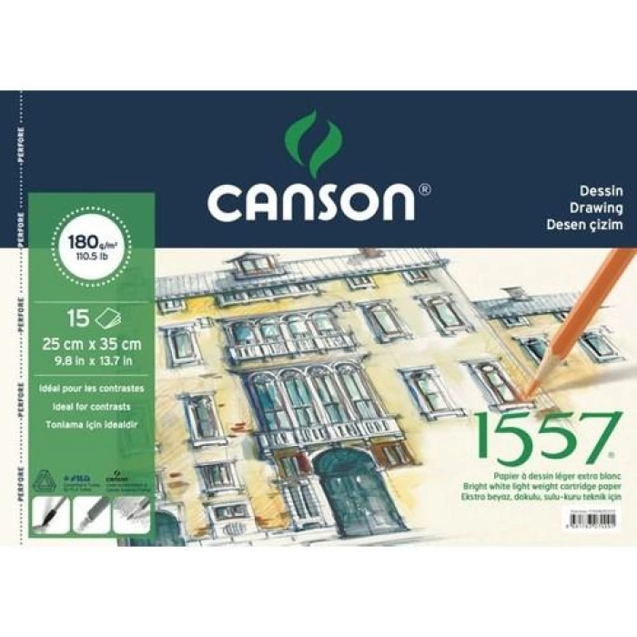 Canson 1557 Dessin Resim ve Çizim Defteri 180 Gr. 25X35 Cm. 15 Sayfa