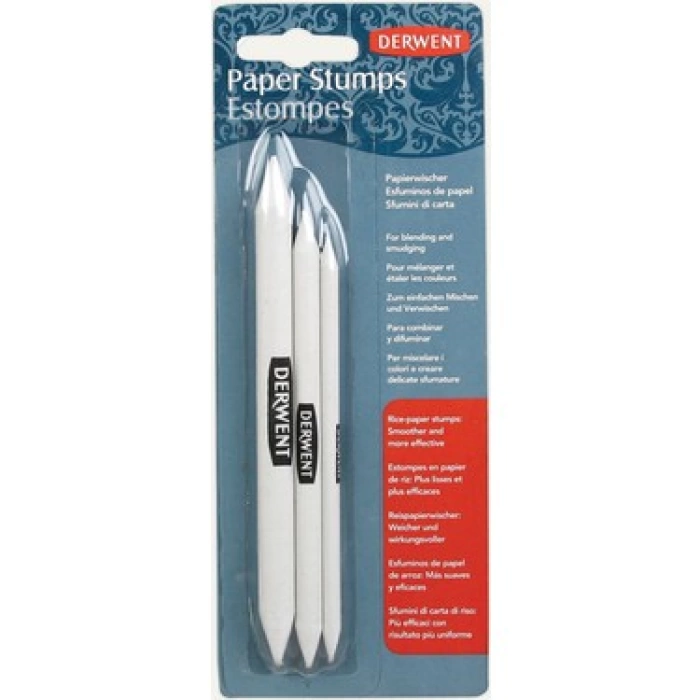 Derwent Paper Stump Kalem Yayıcı 3lü Blister (Toz Pastel Dağıtıcı Kağıt Kalem Seti Paper Stump-Tortillion )