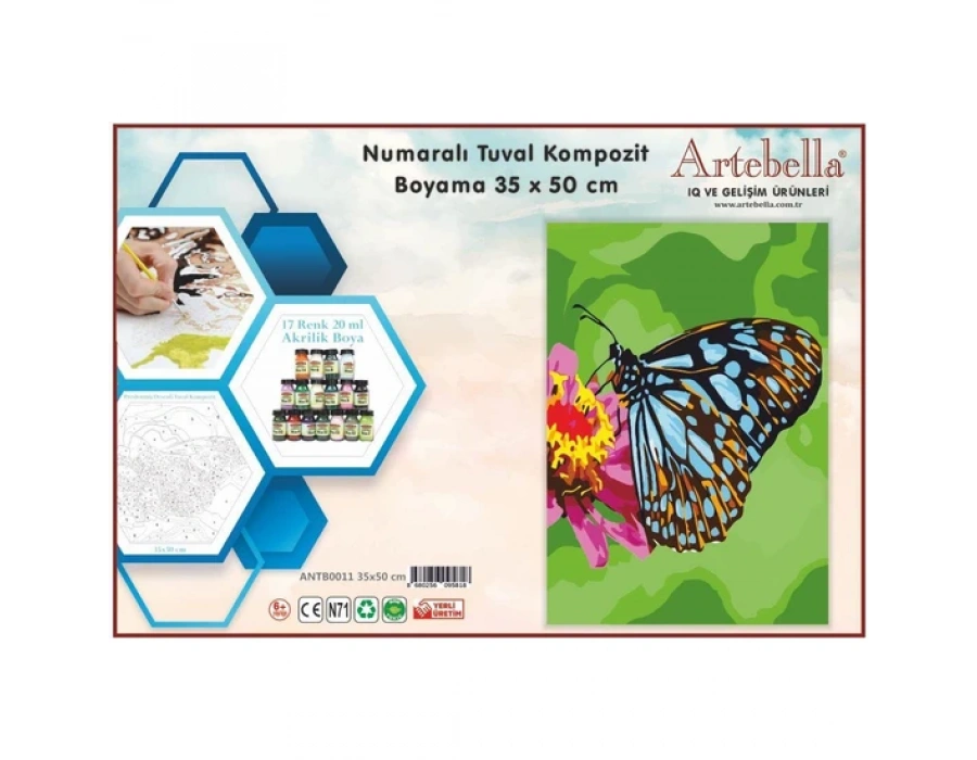 Artebella 35x50 Numaralı Kompozit Tuval Boyama KELEBEK ANT00011