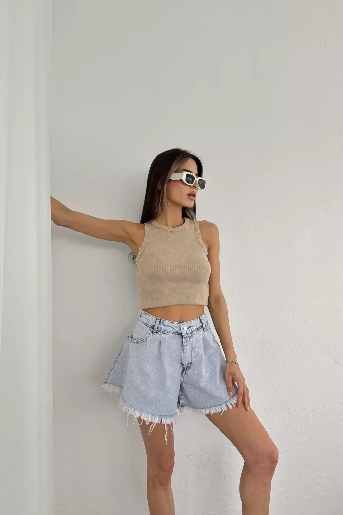 Kadın Bej Kaşkorse Crop 0999-24018