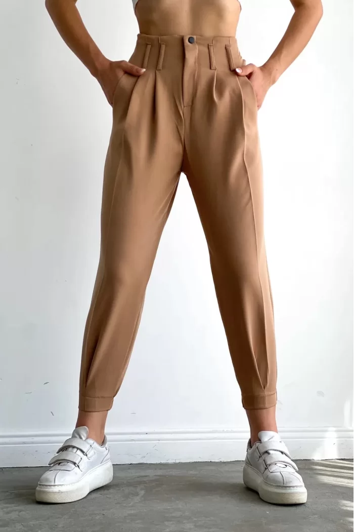 Kadın Camel Beli Ve Paçası Lastikli Jogger Pantolon 9999-11295