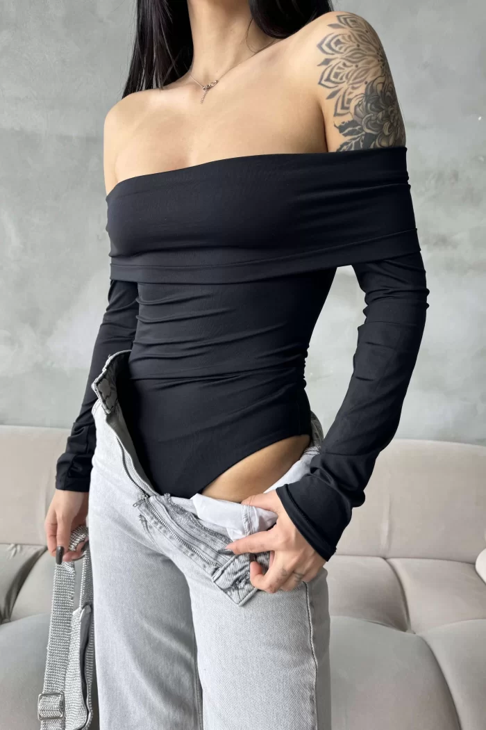 Kadın Siyah Çıtçıtlı Bodysuit 1017-2406