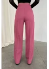 Kadın Gul Yüksek Bel Palazzo Kumaş Pantolon 0993-2113