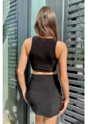Kadın Siyah Halka Detay Sandy Crop 1007-3016