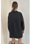 Kadın Siyah Oversize Klasik Gömlek 0990-2647
