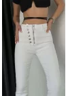 Kadın Beyaz Fermuar Detay Kot Pantolon 0970-5376
