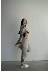 Kadın Gri Crop Cepli Takım 1007-2023