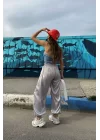 Kadın Gri Lastikli Saten Pantolon 0990-2763