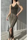 Kadın Haki Çapraz Askı Elbise 1018-0289