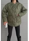 Kadın Haki Kapıtone Çıtçıtlı Mont 1018-2000