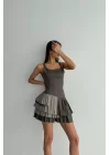 Kadın Haki Pliseli Şortlu Elbise 1009-0961