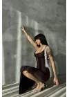 Kadın Kahve Çapraz Askı Elbise 1018-0289