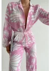 Kadın Pembe Gömlek Pantolon Oversize Takım 0990-231038