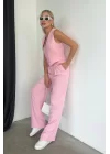 Kadın Pembe Pantolon Yelek Takım 1017-1506