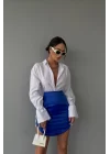 Kadın Saks Kısa Saten Etek 0999-21055