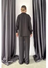 Kadın Siyah Büstiyer Gömlek Palazzo Pantolon Takım 1007-3025