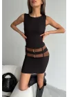 Kadın Siyah Çift Kemerli Elbise 1007-242401