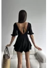 Kadın Siyah Dantel Detay Elbise 1026-221221