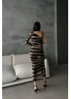 Kadın Siyah Dijital Baskı Tül Elbise 0880-231051