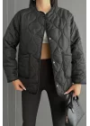 Kadın Siyah Kapıtone Çıtçıtlı Mont 1018-2000
