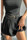 Kadın Siyah Kemerli Straplez Şortlu Elbise 1026-221462