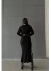 Kadın Siyah Oversize Triko Elbise 1018-0113