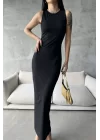 Kadın Siyah Sıfır Kol Uzun Elbise 0956-1998
