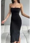 Kadın Siyah Straplez Elbise 0994-5308-1