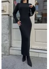 Kadın Siyah Triko Elbise 1007-1522