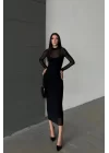 Kadın Siyah Tül Elbise 1026-221355