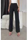 Kadın Siyah Yırtmaç Detay Çımalı Pantolon 0999-202210