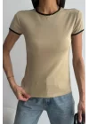 Kadın Vizon Biyeli T-shirt 0709-4003