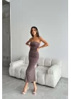 Kadın Vizon Straplez Elbise 1018-0287
