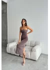 Kadın Vizon Straplez Elbise 1018-0287
