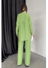 Kadın Yesil Bürümcük Oversize Takım 1009-2102