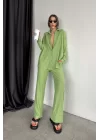 Kadın Yesil Bürümcük Oversize Takım 1009-2102