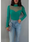 Kadın Yesil Tül Detay Zıbın 0999-30135
