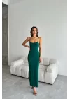 Kadın Zümrüt Yeşili Sırtı Açık Elbise 1018-0314