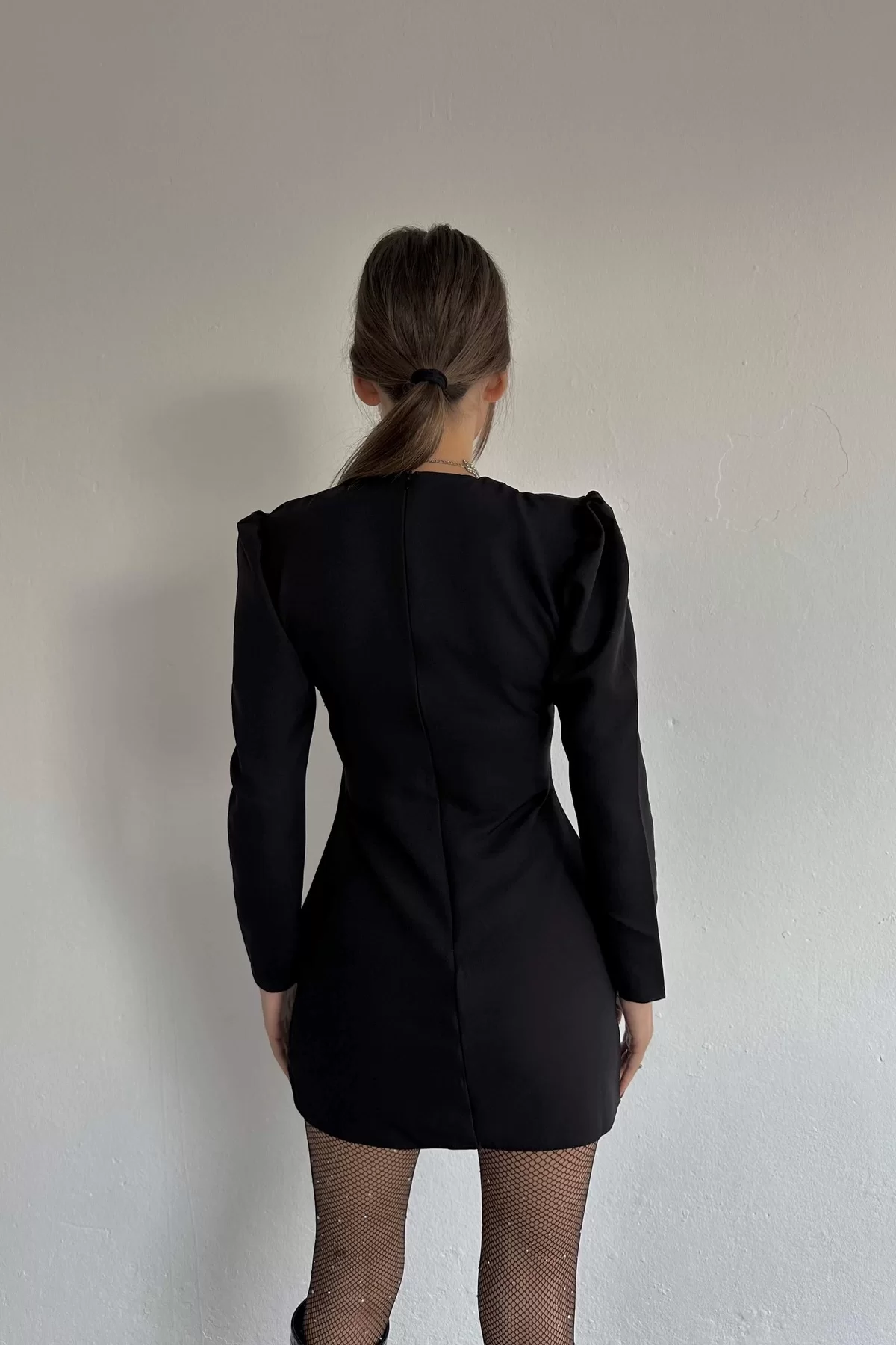 Kadın Siyah Kruvaze Elbise 0990-224029