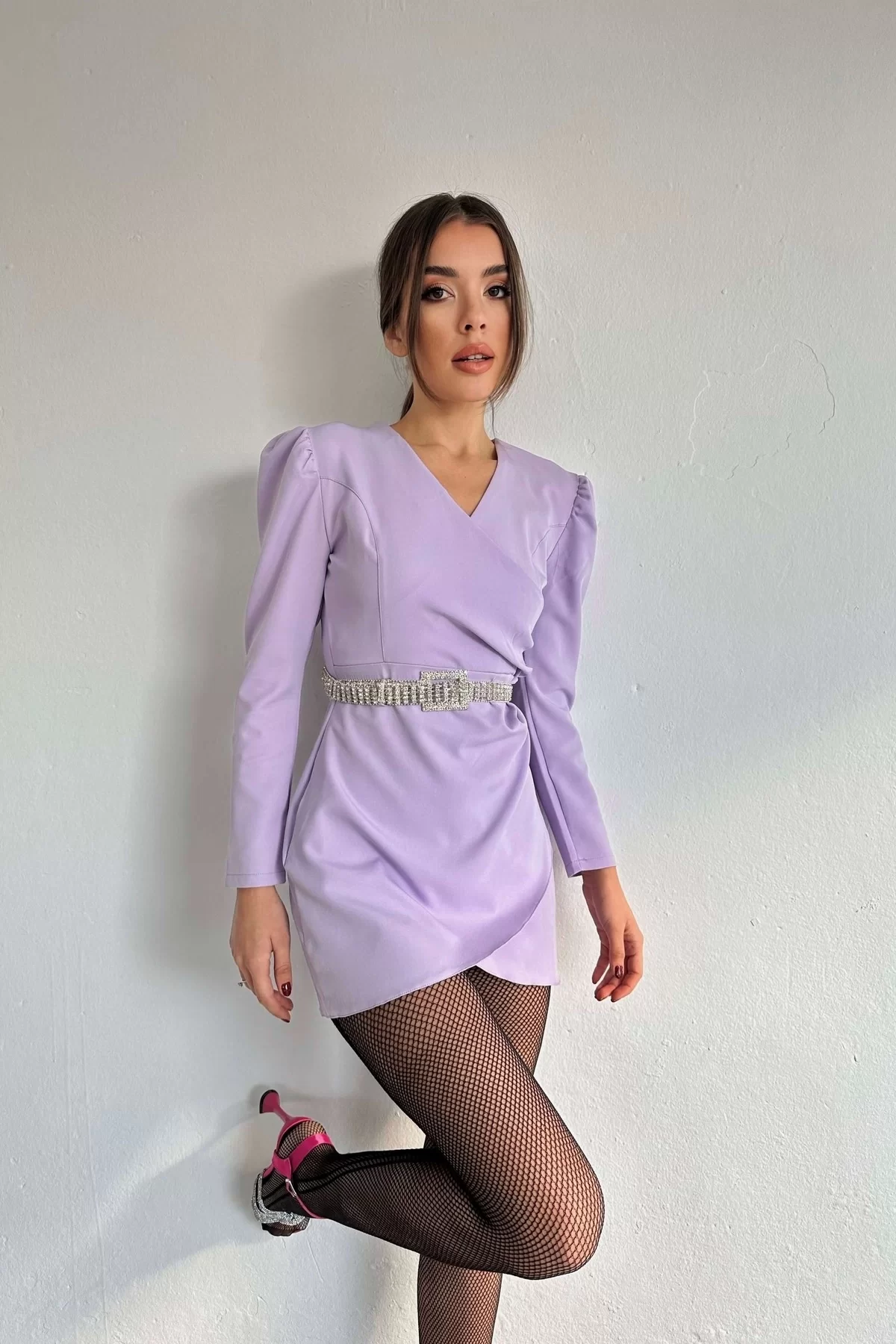 Kadın Lila Kruvaze Elbise 0990-224029
