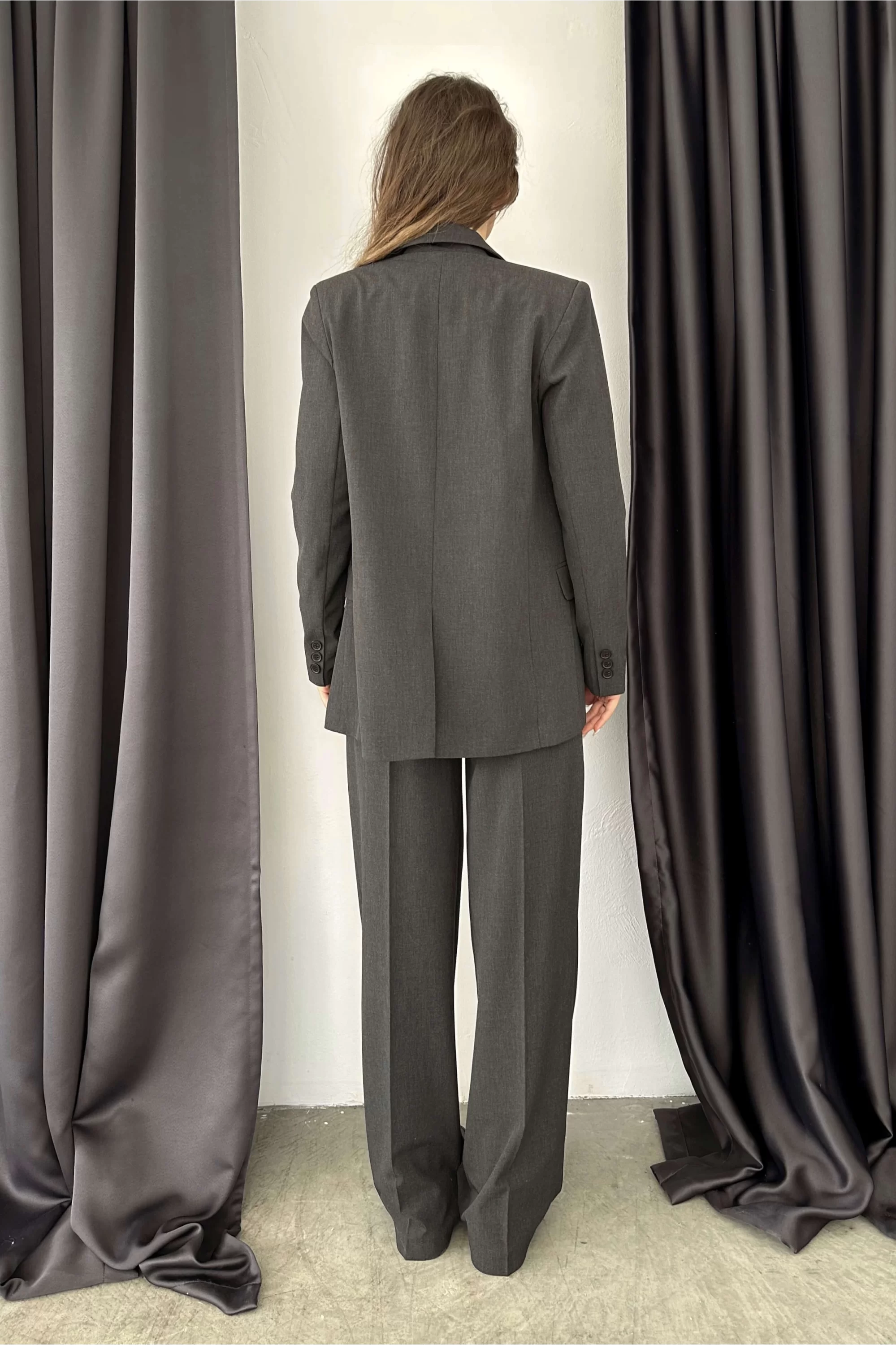 Kadın Antrasit Blazzer Ceket Pantolon Takım 0993-9004