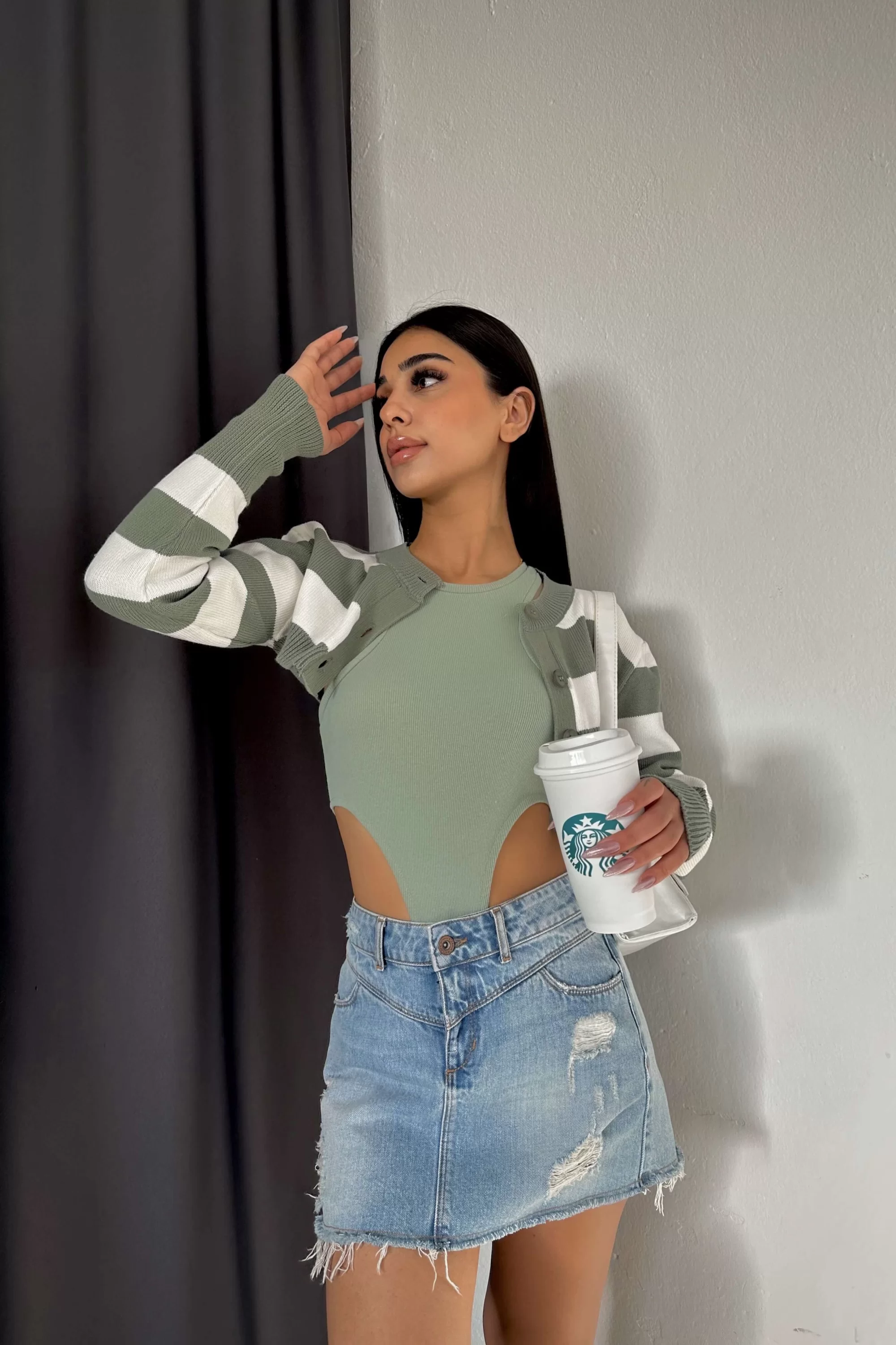 Kadın Cagla Hırka Body Takım 1017-4080