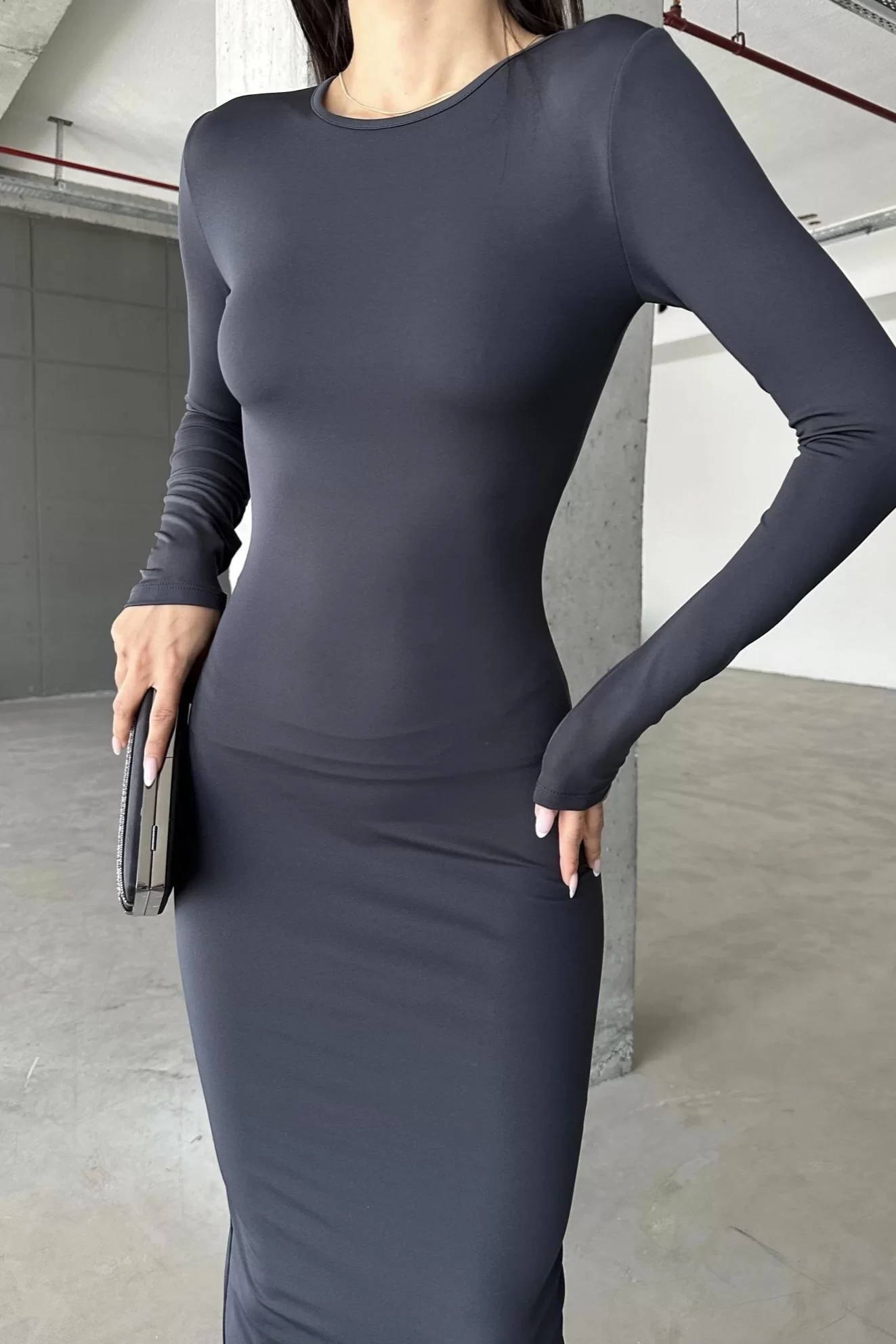Kadın Füme Uzun Elbise 0994-0021