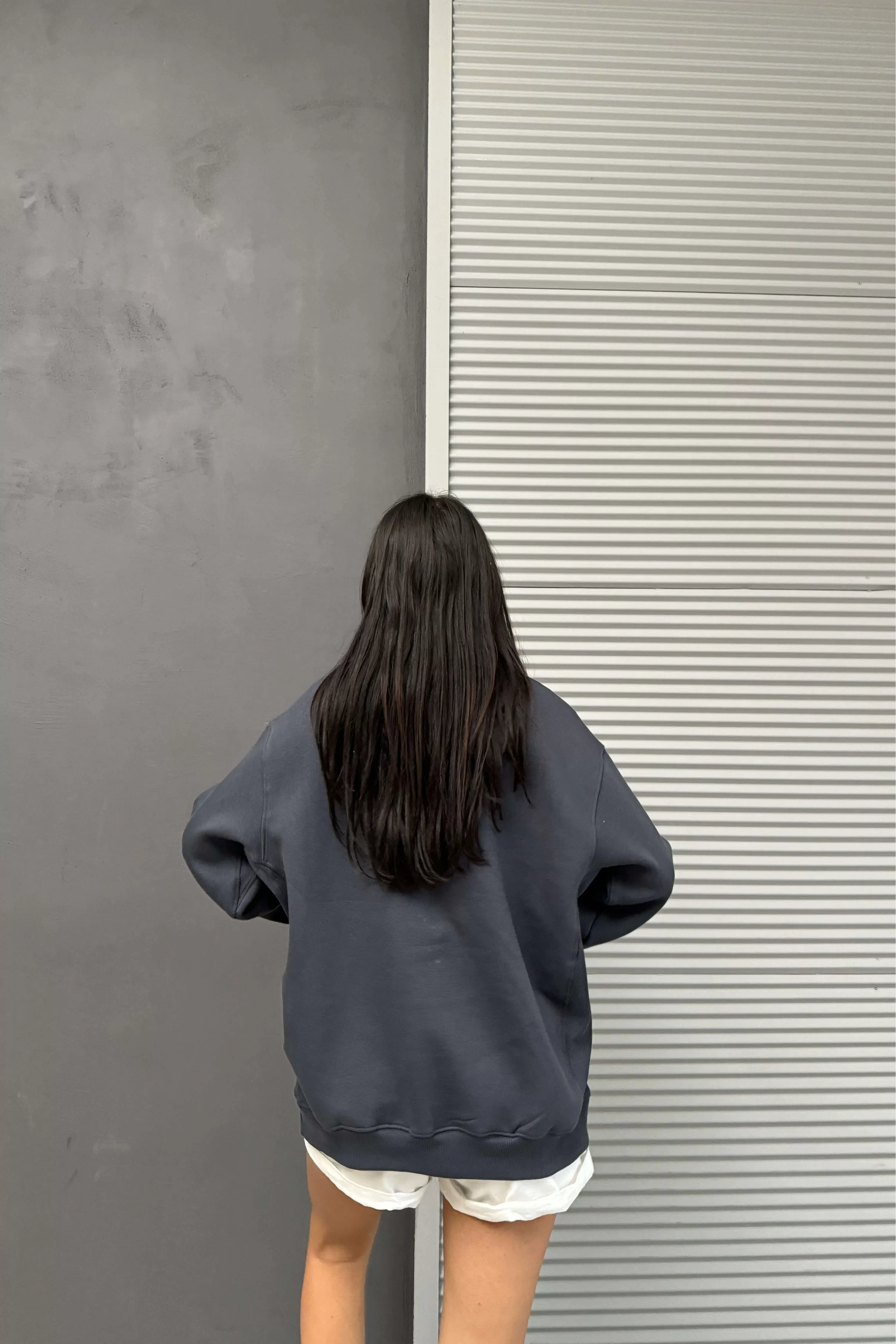 Kadın Gri A Oversize Sweatshirt 1017-0138