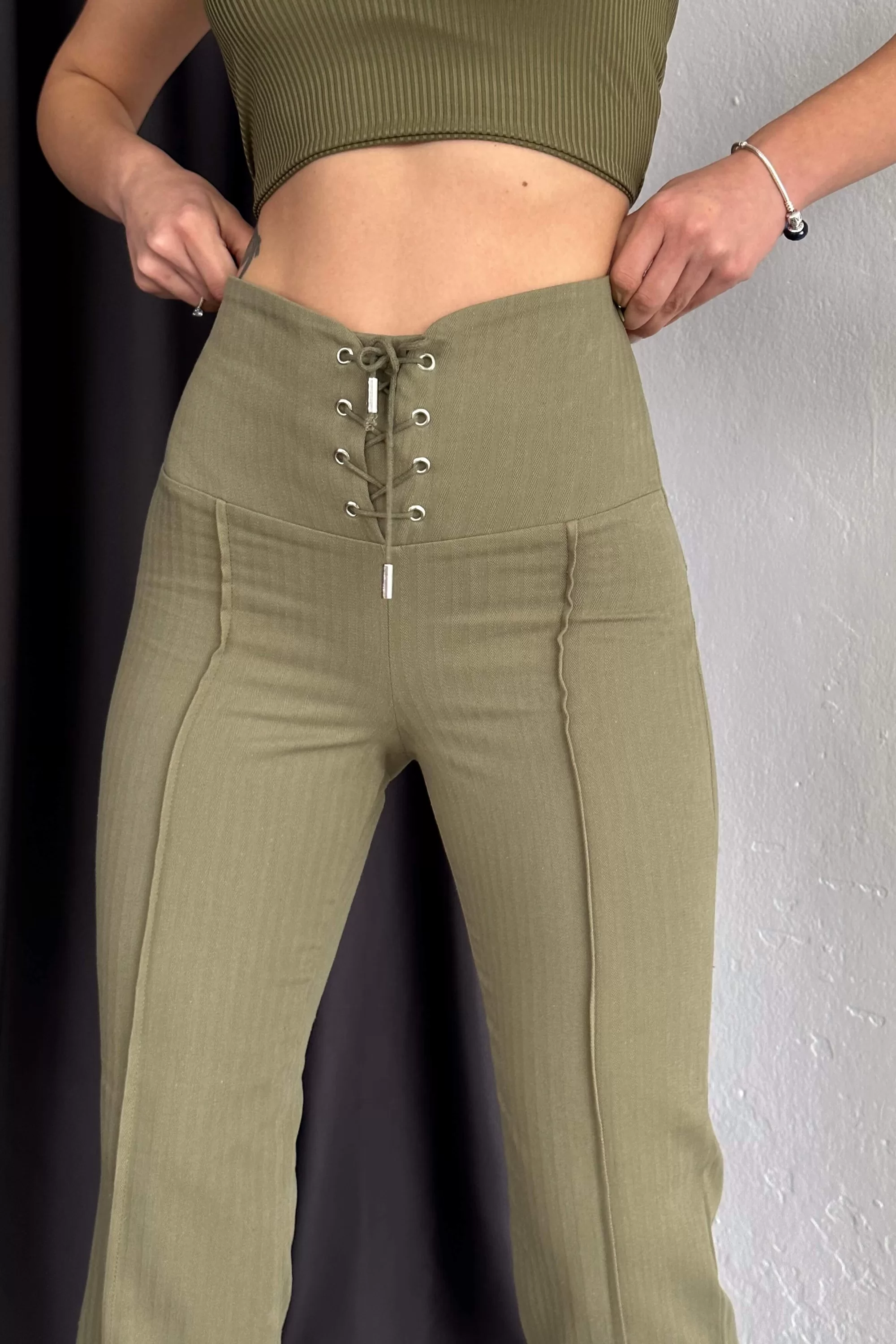 Kadın Haki Kuşgöz Detay Pantolon 0990-2732