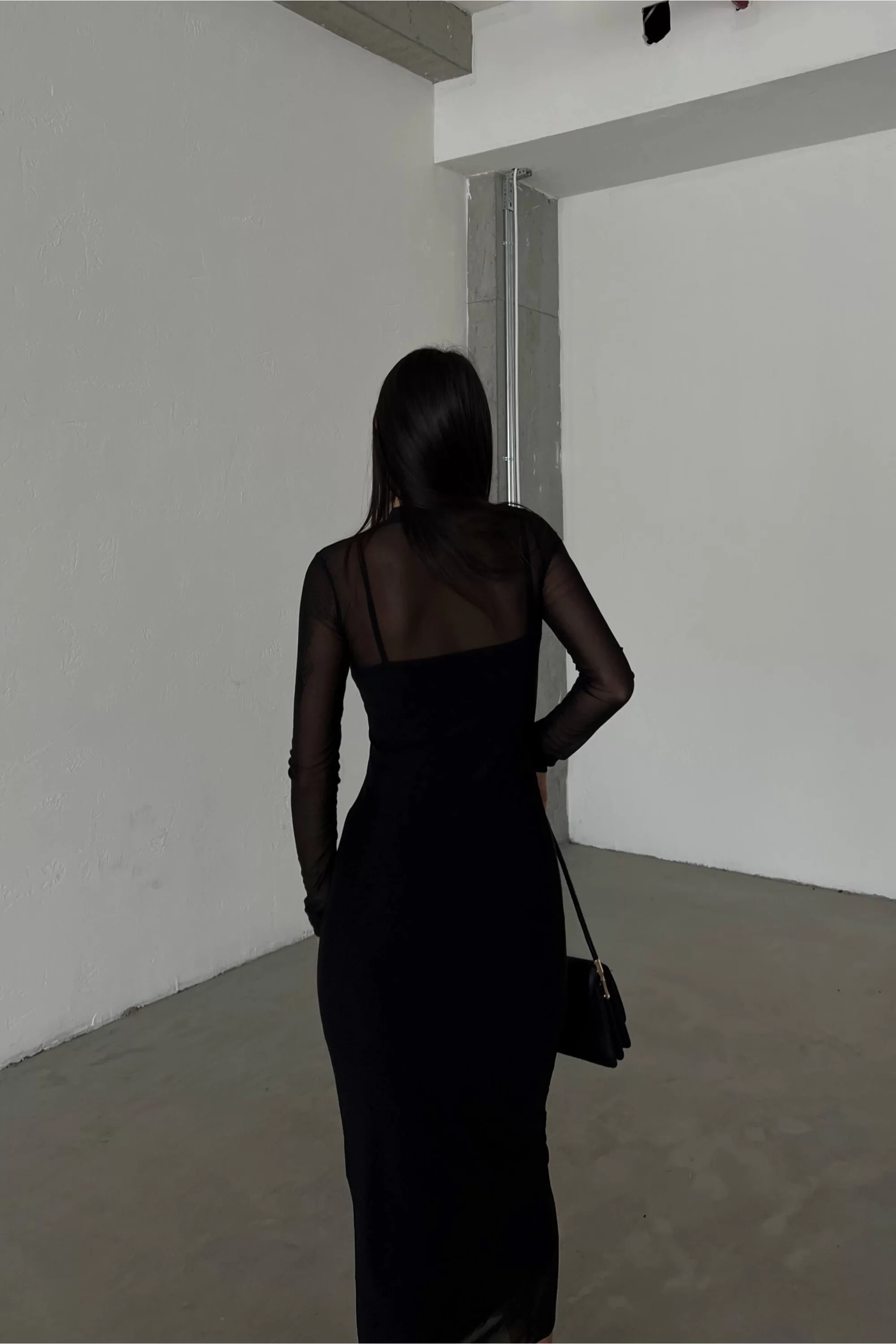 Kadın Siyah Tül Elbise 1026-221355