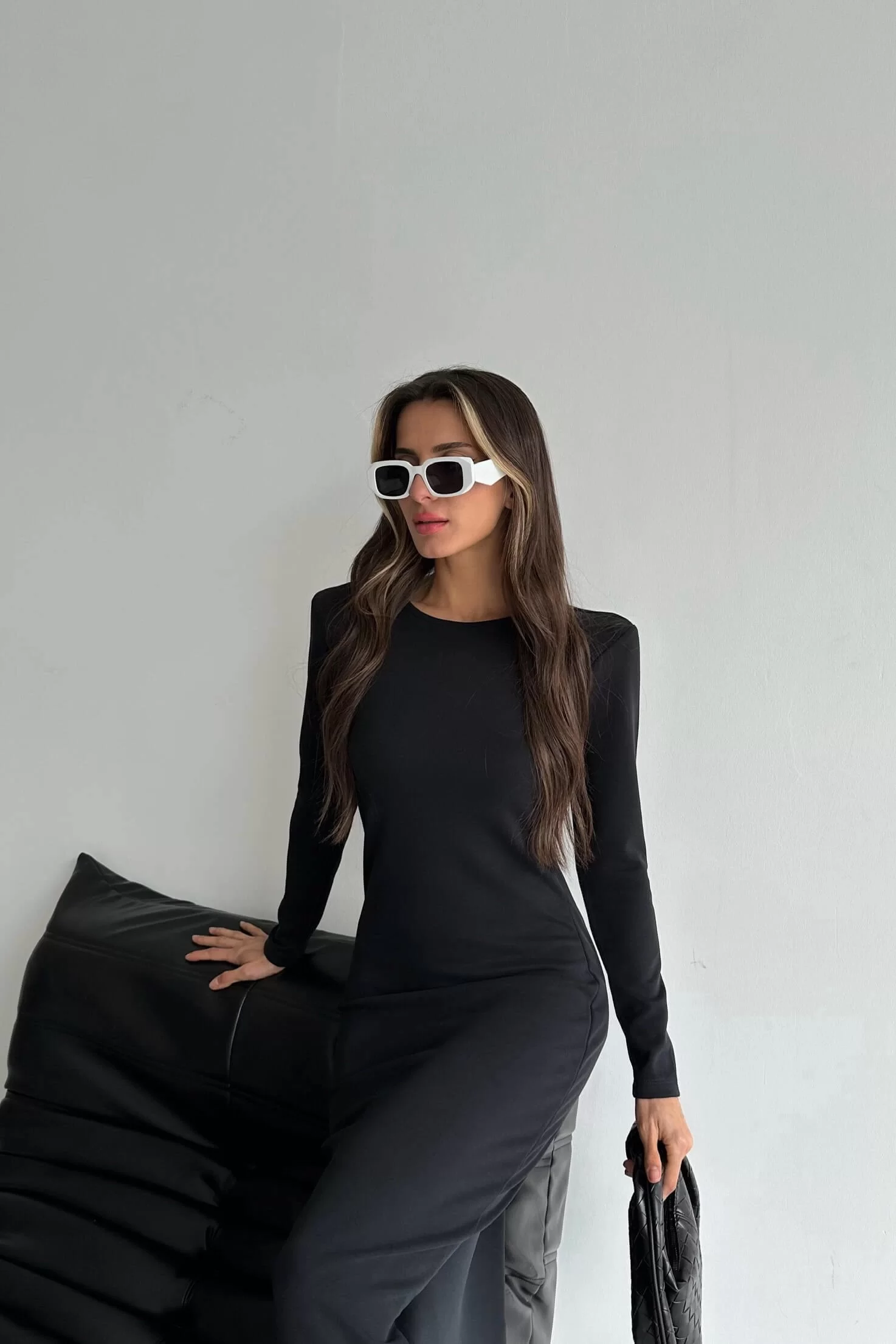 Kadın Siyah Uzun Elbise 1017-0004